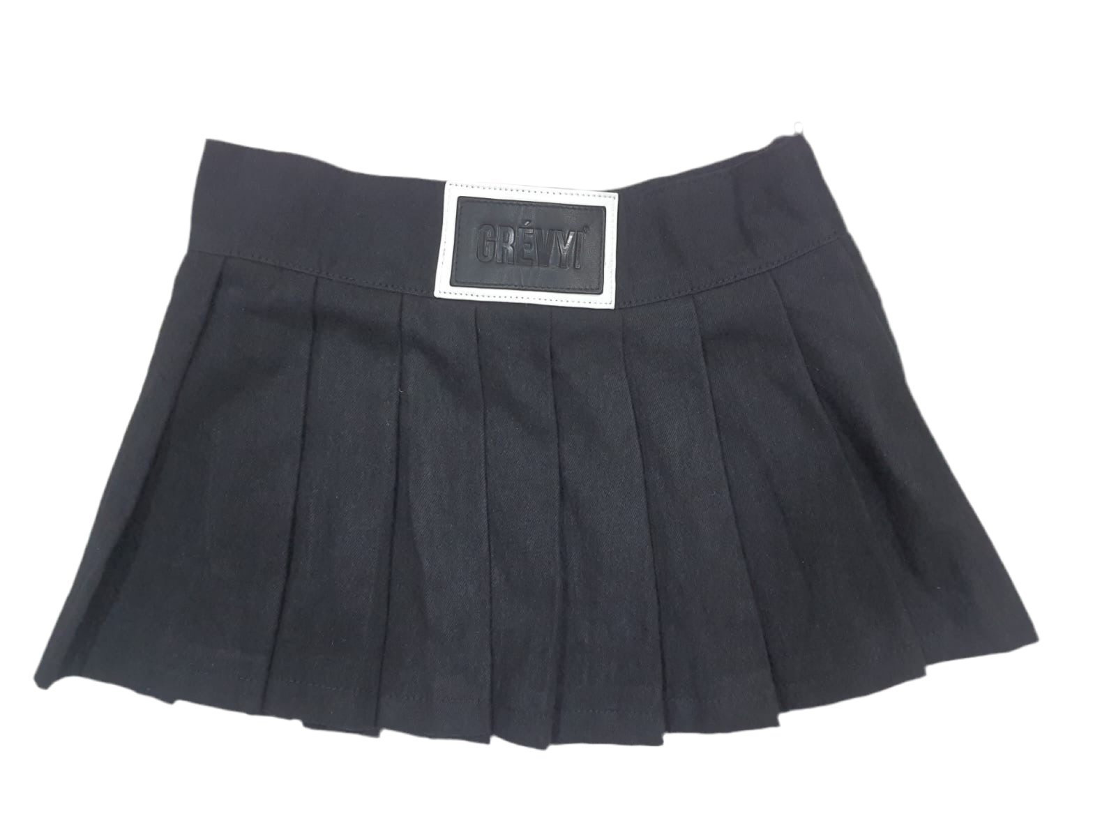 Grevyi Pooh pleated black denim mini skirt