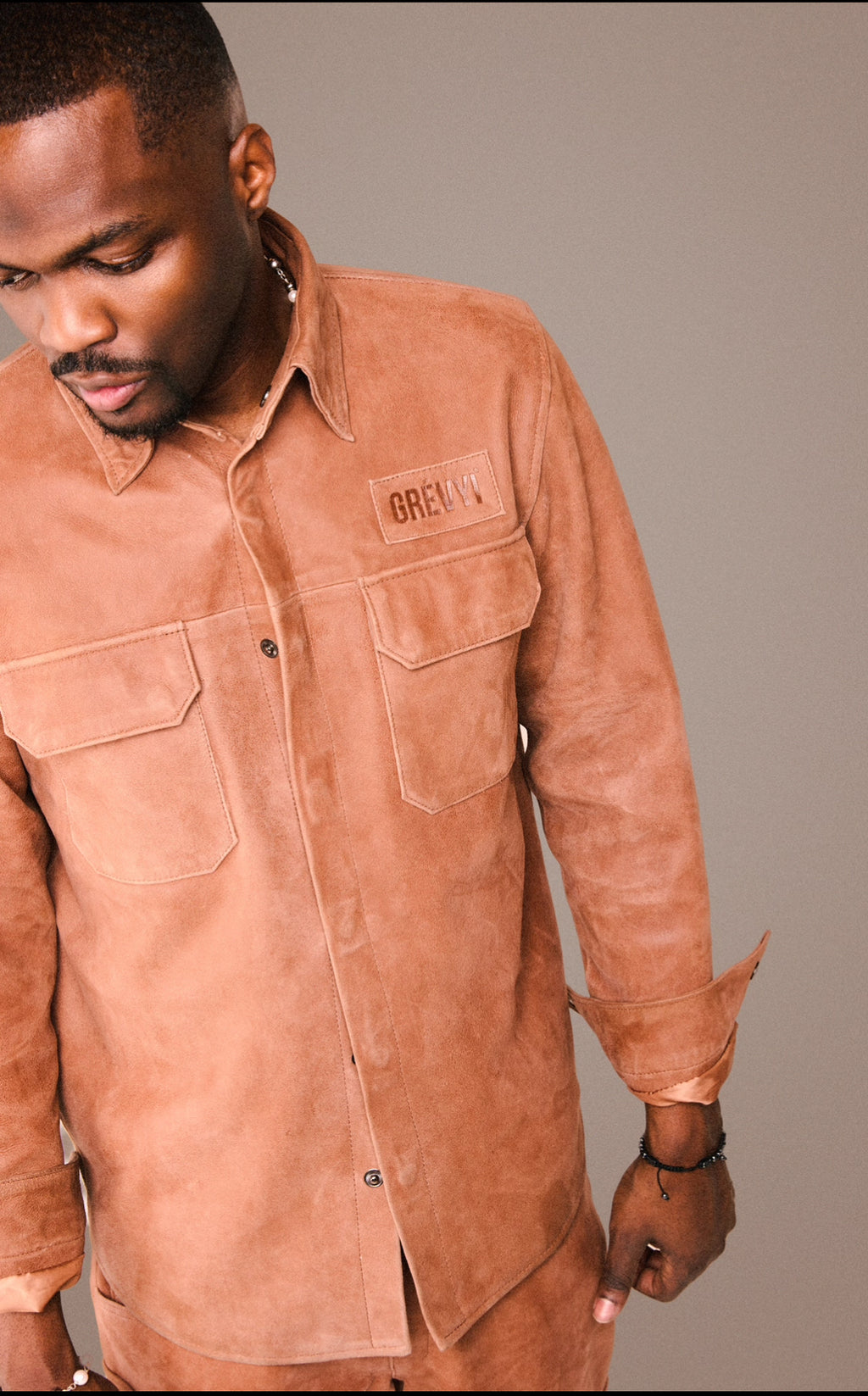 Vintage tan luxury custodian shirt