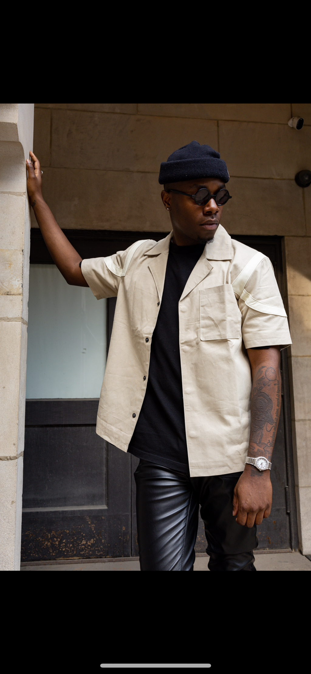 Signature bowling shirt (tan twill)